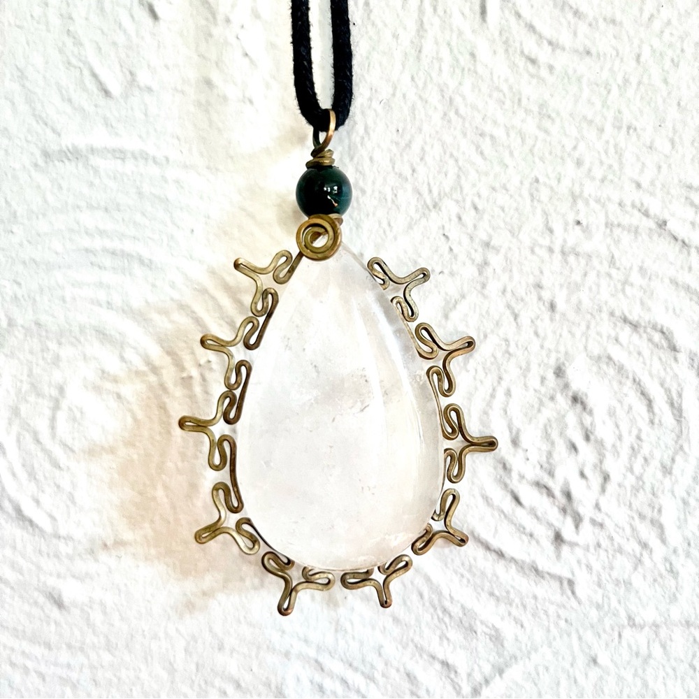 handmade quartz teardrop necklace